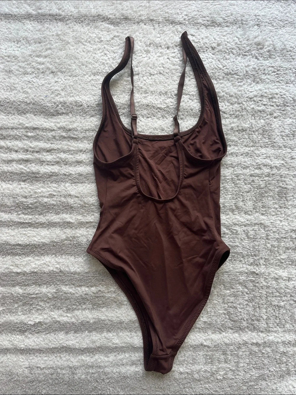 SKIMS Women's Brown One-Piece Swim Suit - Minimal Scoop Back